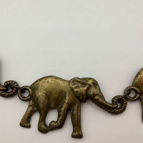 Vintage Medium-Large Adjustable Belt or Necklace Elephant Chain Link Brass Boho - Picture 2 of 11